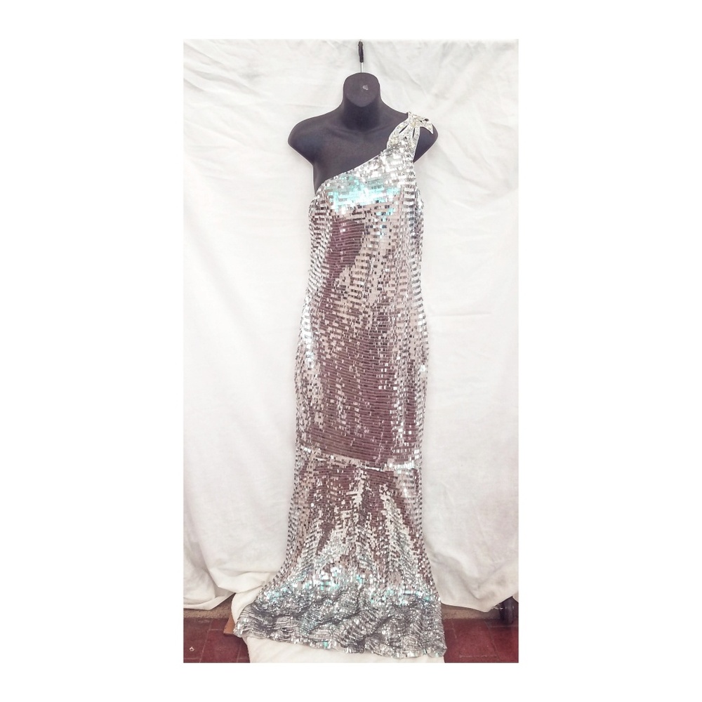 Xtreme Prom Silver Sequins Gown Size 10